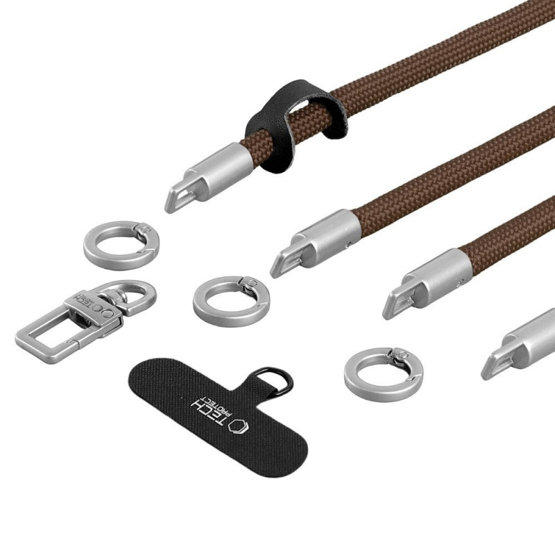 Conjunto de correa cruzada y muñequera Tech-Protect C10S Rope, marrón nogal/titanio