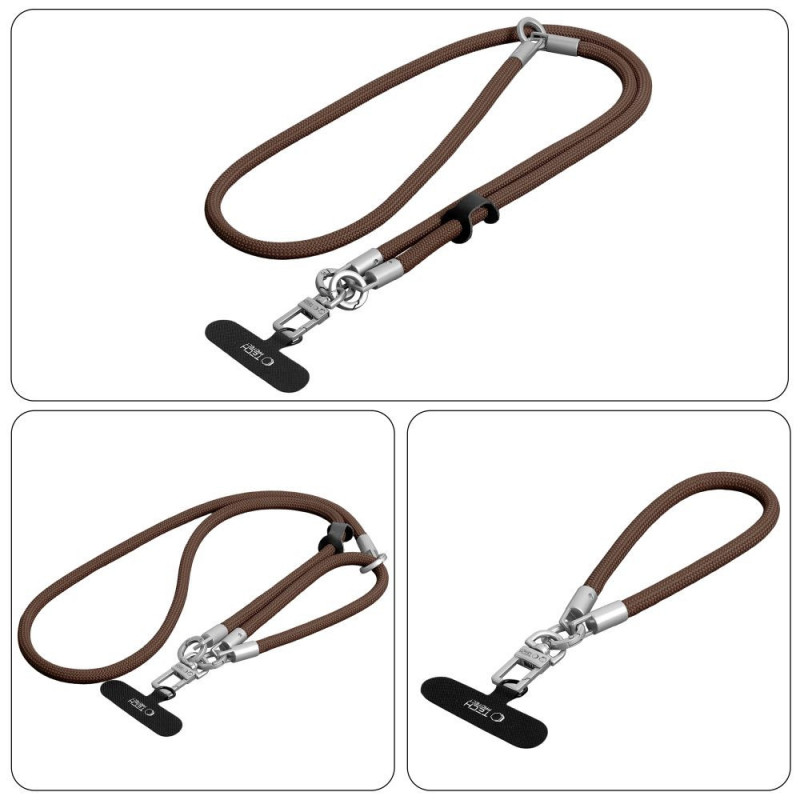 Conjunto de correa cruzada y muñequera Tech-Protect C10S Rope, marrón nogal/titanio