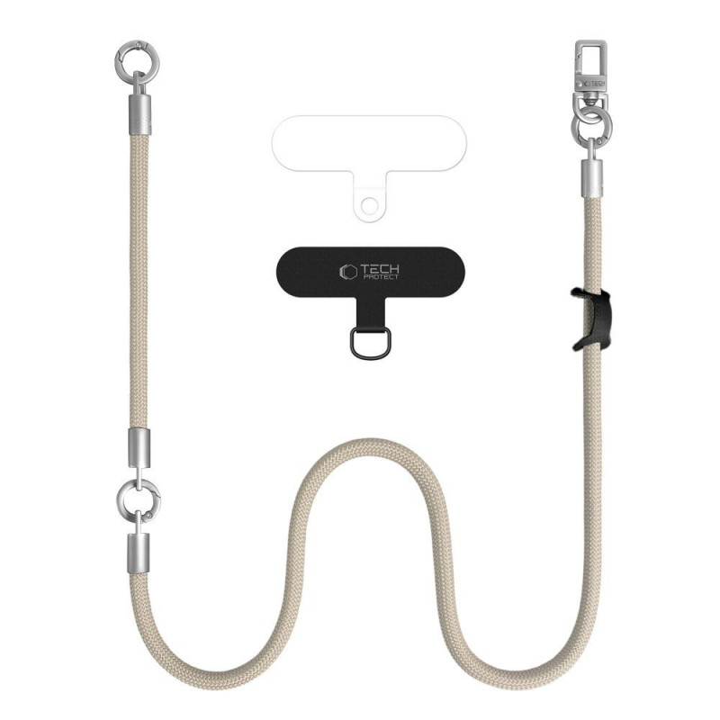 Conjunto de correa cruzada y muñequera Tech-Protect C10S Rope, beige desierto/titanio