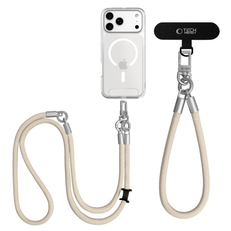 Conjunto de correa cruzada y muñequera Tech-Protect C10S Rope, beige desierto/titanio