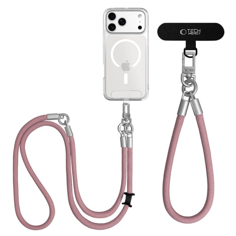 Conjunto de correa cruzada y muñequera de cuerda Tech-Protect C10S, Dusty Rose/Titanium