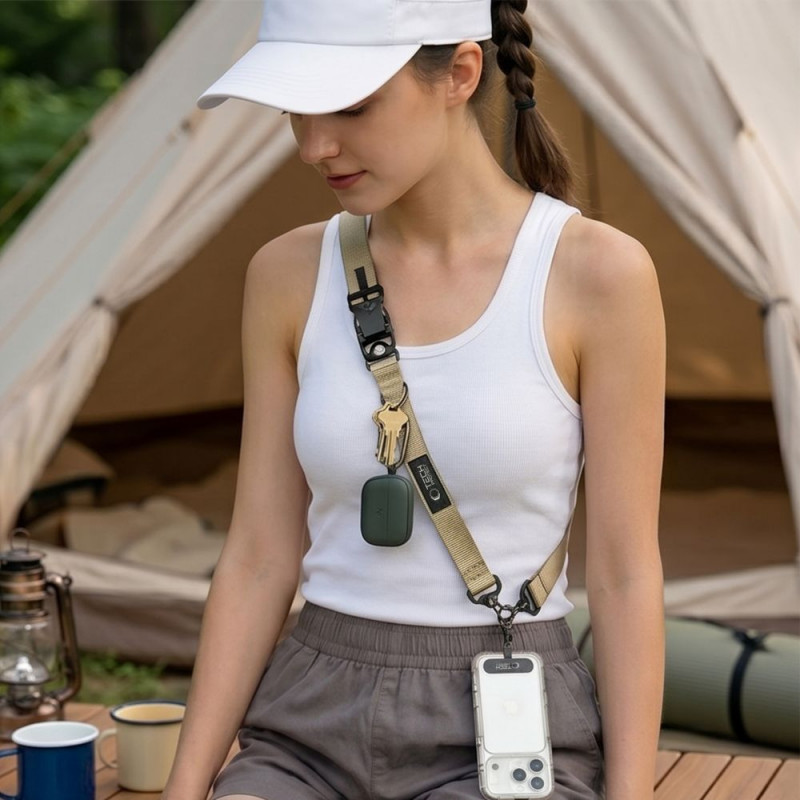 Correa de hombro para teléfono Tech-Protect C9S Rope Crossbody, beige siena