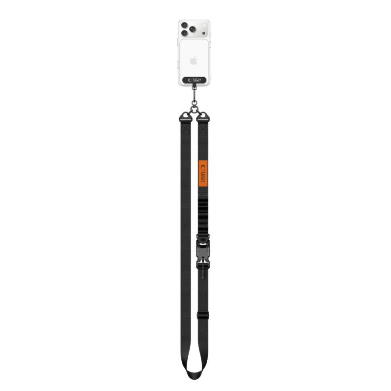 Correa cruzada para teléfono Tech-Protect C9S Rope, negra/naranja