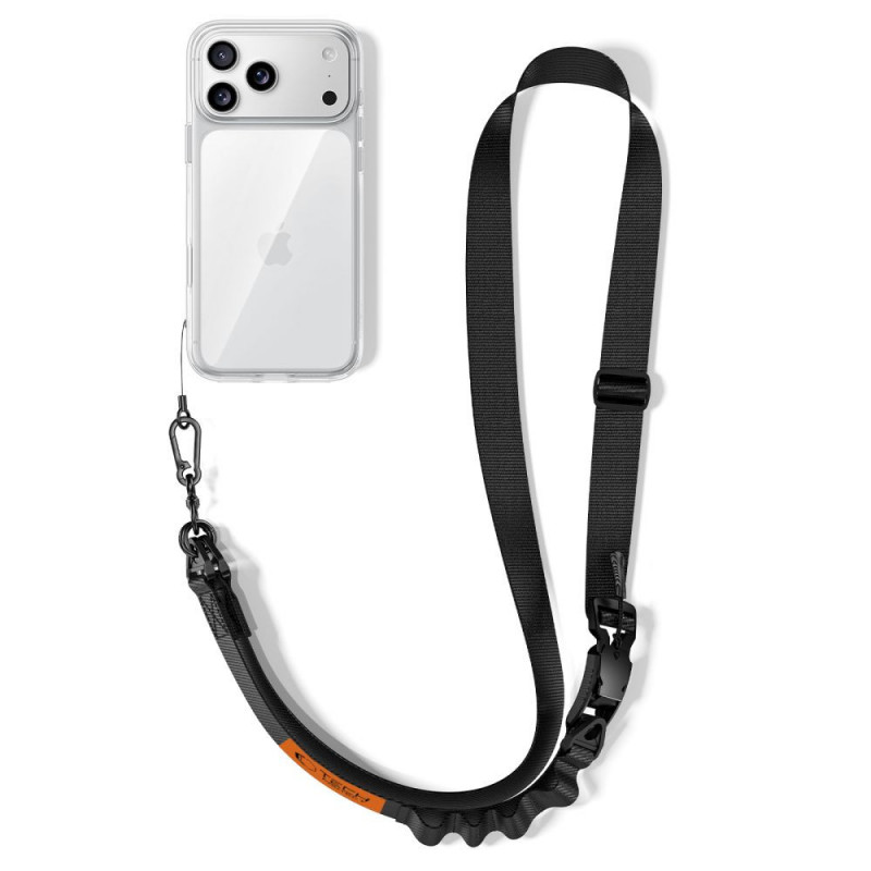 Correa cruzada para teléfono Tech-Protect C9S Rope, negra/naranja