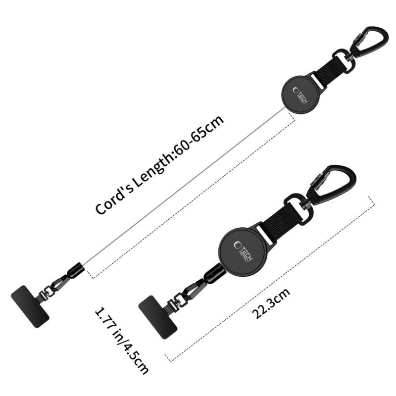 Soporte antirrobo para teléfono Tech-Protect UrbanLoop con cable de acero retráctil, negro