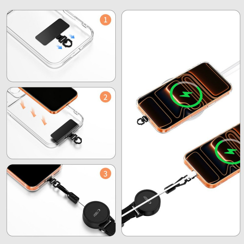 Soporte antirrobo para teléfono Tech-Protect UrbanLoop con cable de acero retráctil, negro