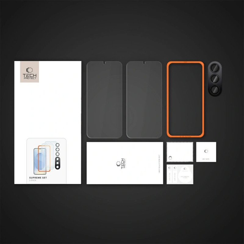 Tech-Protect Supreme Set, set de cristal templado para pantalla y lente para Samsung Galaxy S25+, transparente (3 uds.)