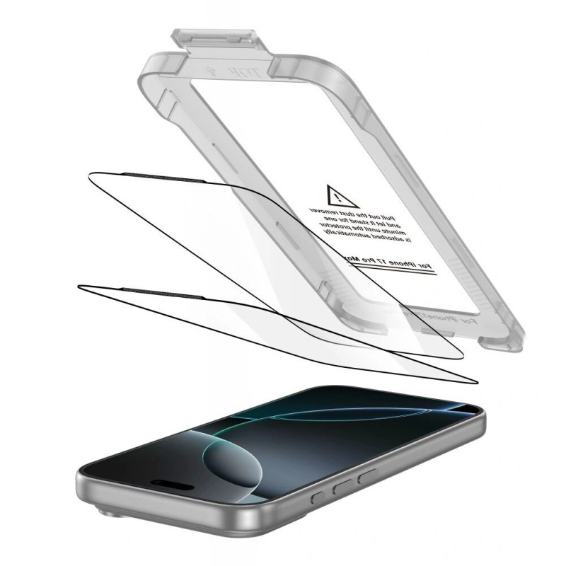 Protector de pantalla de cristal templado Tech-Protect Quick Set+ para Apple iPhone 17 Pro Max, negro (2 uds.)