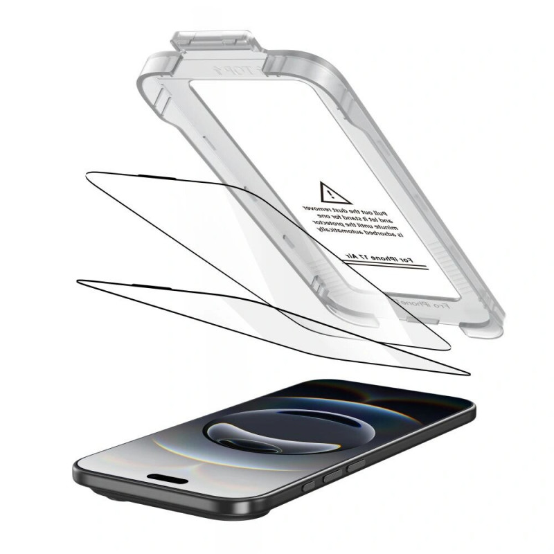 Protector de pantalla de cristal templado Tech-Protect Quick Set+ para Apple iPhone Air, negro (2 uds.)