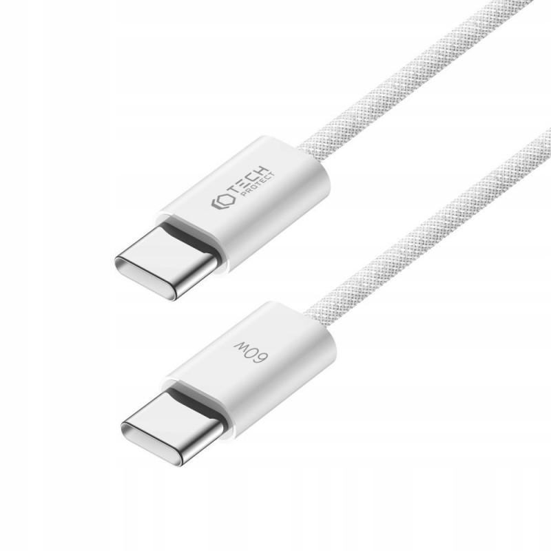 Cable Tech-Protect Ultraboost Classic USB-C / USB-C PD, 60W, 3A, 100 cm, blanco