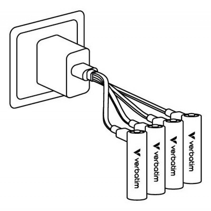 Baterías recargables USB-C Verbatim 30250 Li-ion AAA 500 mAh (4 uds.)