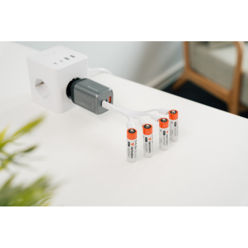 Baterías recargables USB-C Li-ion AA 2100 mAh Verbatim 30249 (4 uds.)