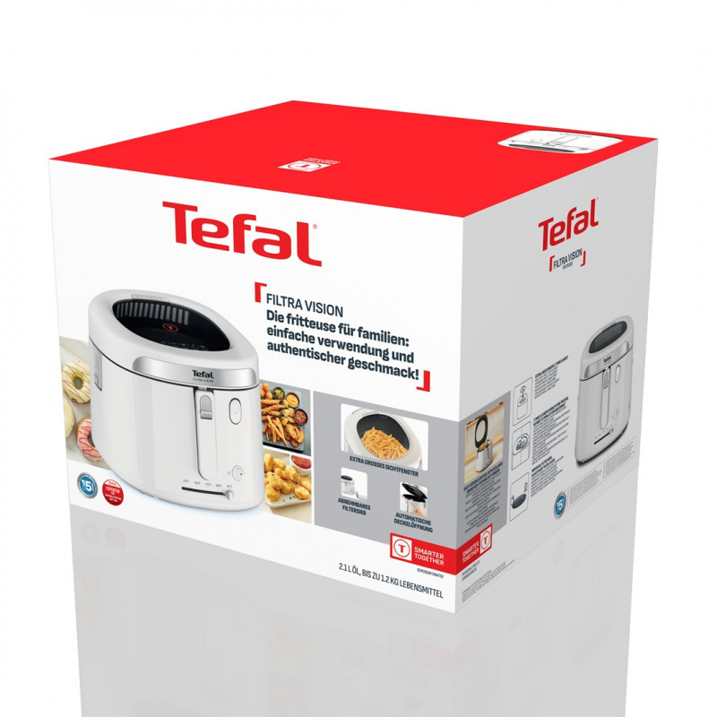 Freidora Tefal Filtra Vision FF2541E0, 2,1 L, 1900 W, blanca