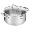 Tefal Duetto+ G7194655 Cazo redondo de acero inoxidable, 24 cm, con tapa de vidrio