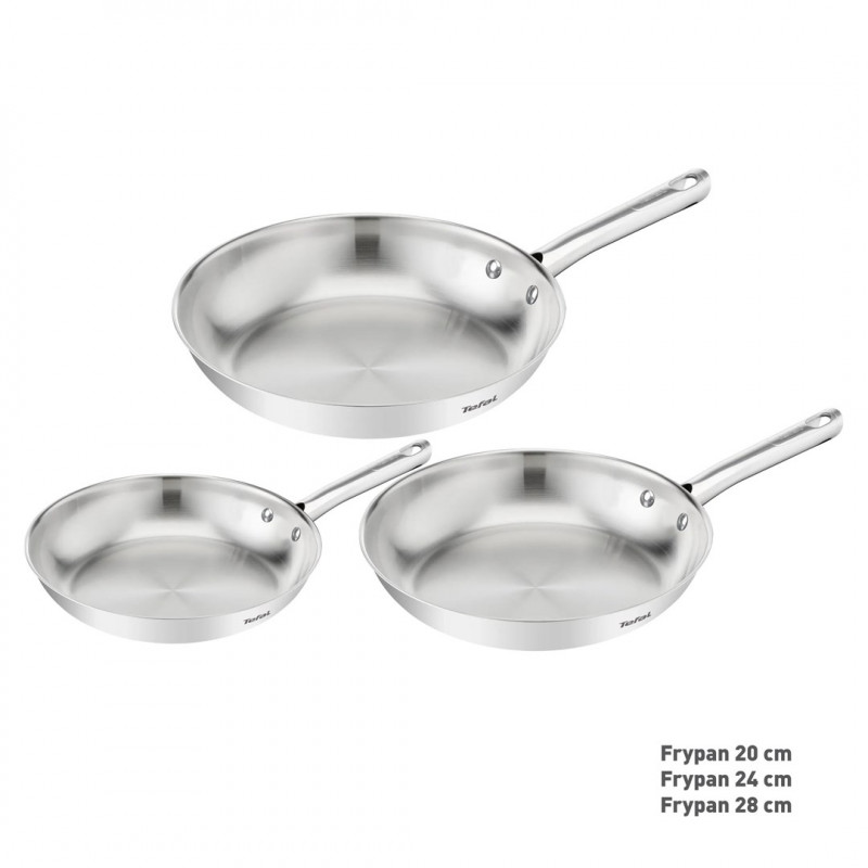 Set de sartenes Tefal Duetto On B866S334, 3 piezas, 20/24/28 cm, acero inoxidable