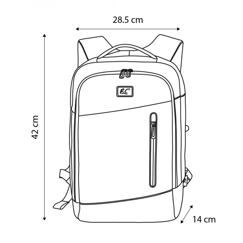 Mochila para portátil NanoRS RS204 B 15.6", negra, 42x28.5x14, impermeable