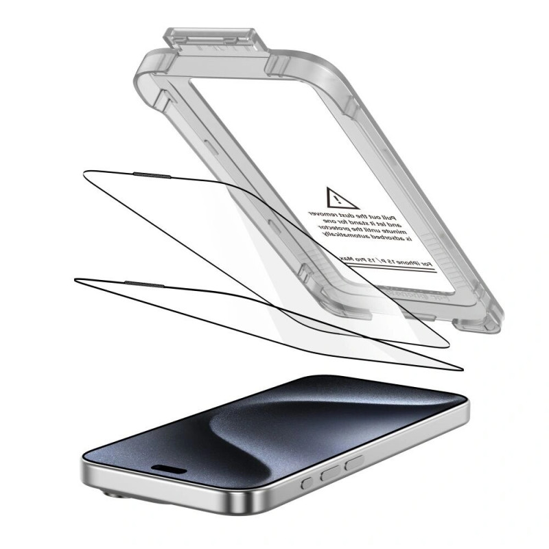 Tech-Protect Quick Set+ Vidrio Templado para Apple iPhone 15 Pro (2 uds.), Negro