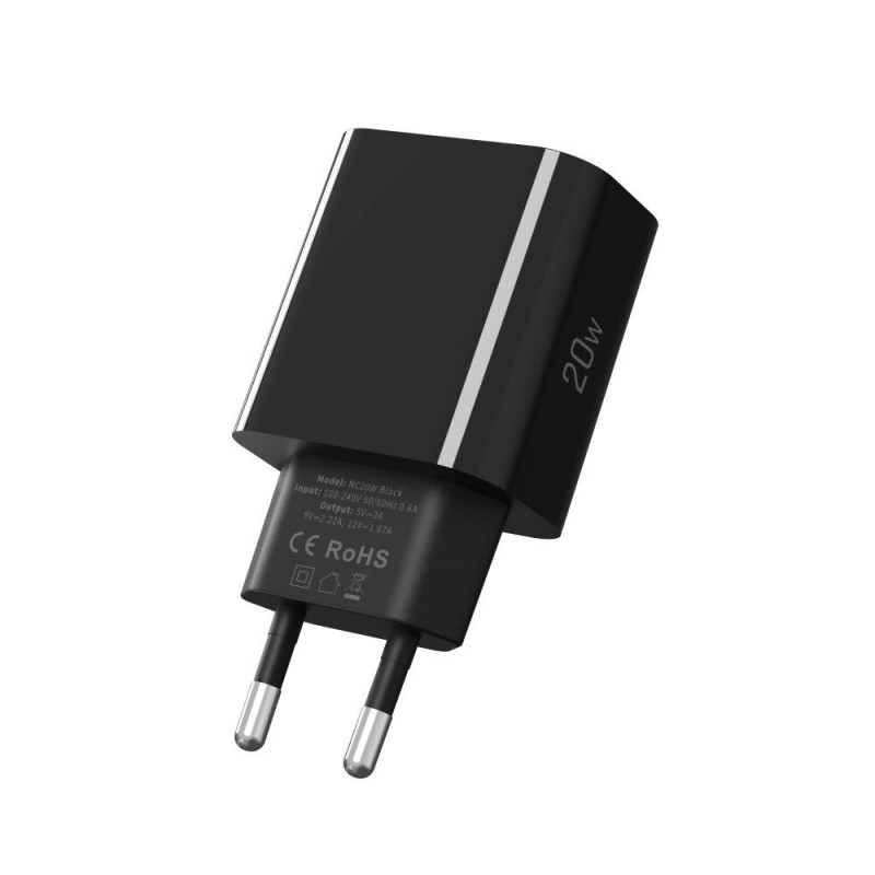 Cargador de pared USB-C Tech-Protect NC20W PD 20W, negro