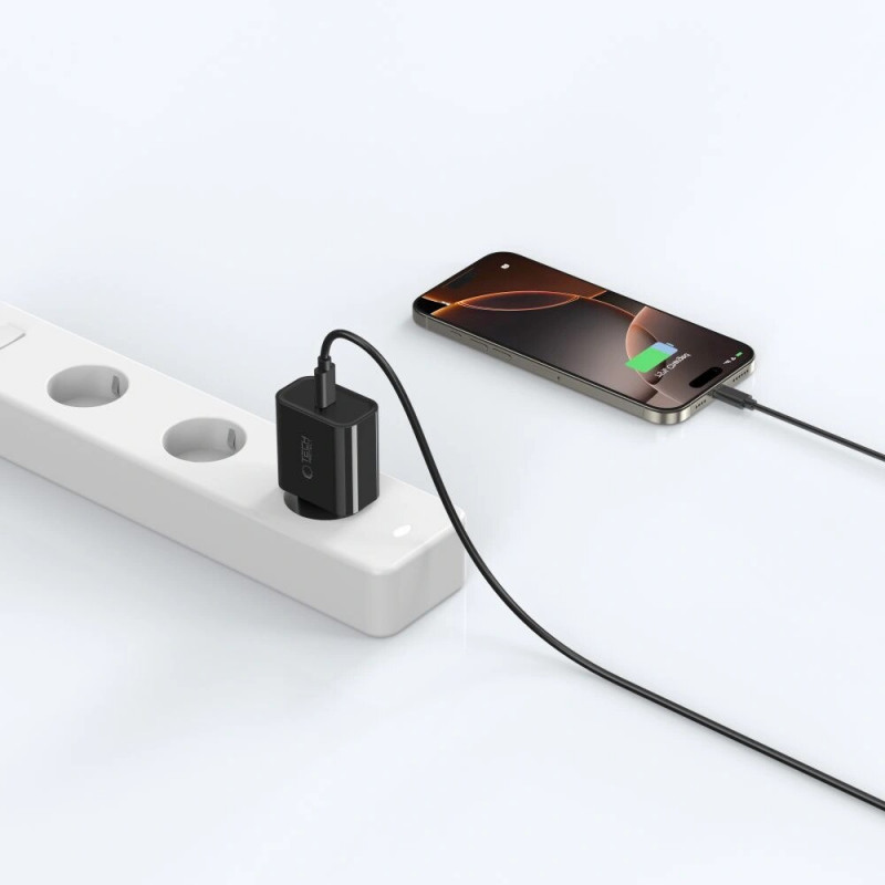 Cargador de pared USB-C Tech-Protect NC20W PD 20W, negro