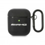 Funda de cuero Big Logo Mercedes-AMG AMA2SLWK para Apple AirPods 1/2, negra
