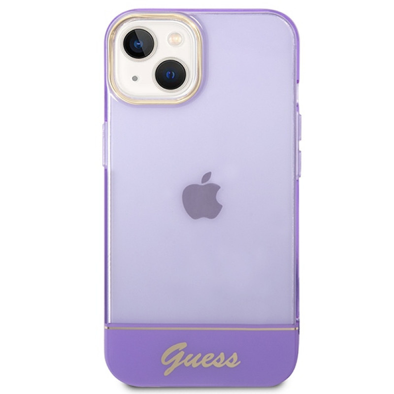 Guess GUHCP14SHGCOU Funda rígida translúcida para Apple iPhone 14 / 15 / 13 6.1 inch, morada