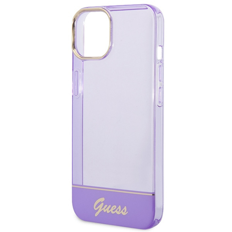 Guess GUHCP14SHGCOU Funda rígida translúcida para Apple iPhone 14 / 15 / 13 6.1 inch, morada