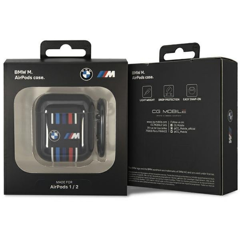 Funda BMW BMA222SWTK Multiple Colored Lines para Apple AirPods 1/2, negra