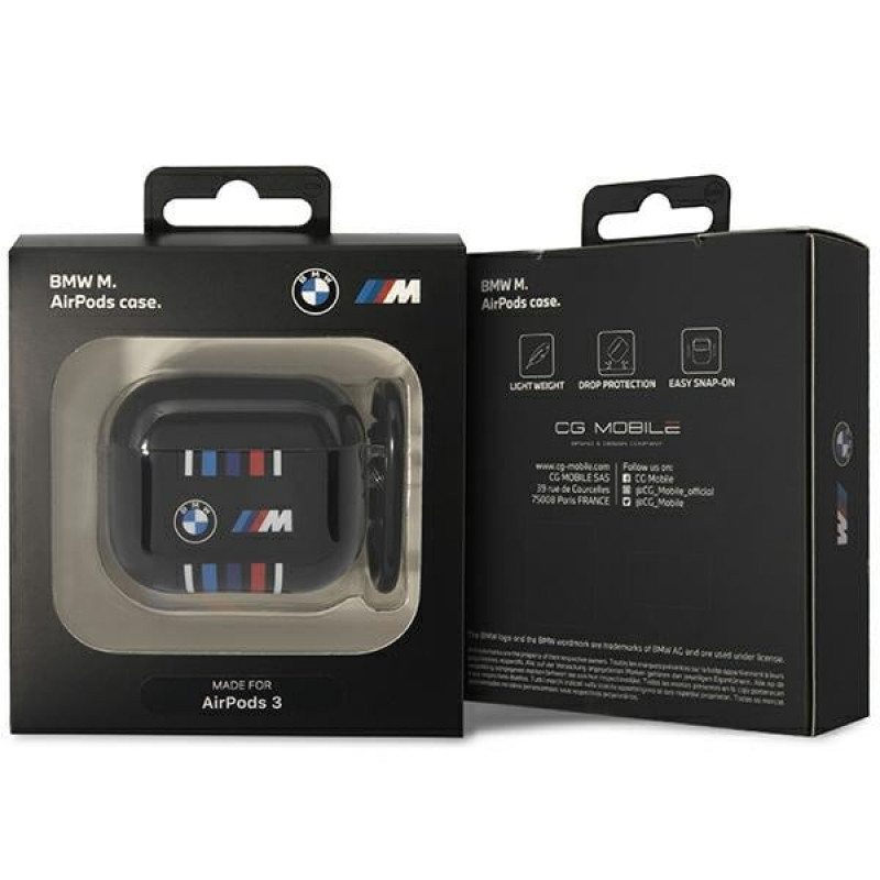 Funda BMW BMA322SWTK Multiple Colored Lines para Apple AirPods 3, negra