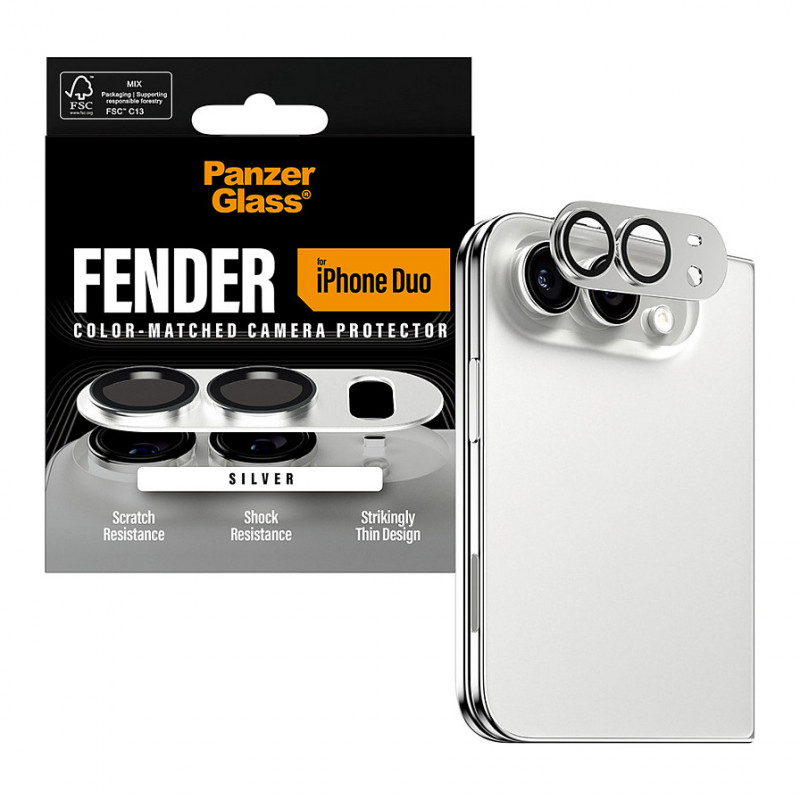 Protector de cámara Fender PanzerGlass para iPhone Duo, blanco