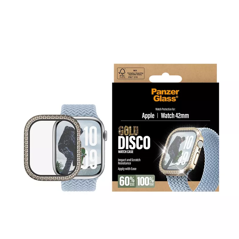 Protector de pantalla Fullbody PanzerGlass para Apple Watch 2025 42 mm, Disco Gold (PG88079)