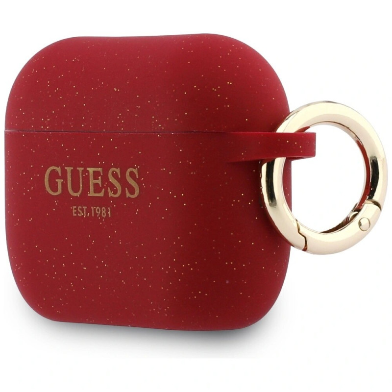 Funda Guess Silicone Glitter Ring para Apple AirPods Pro 3, fucsia