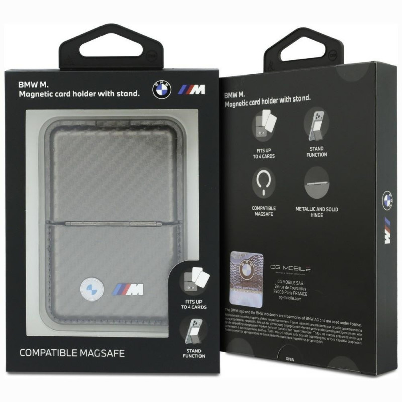 Cartera MagSafe BMW M Carbon Metal Logos, antracita