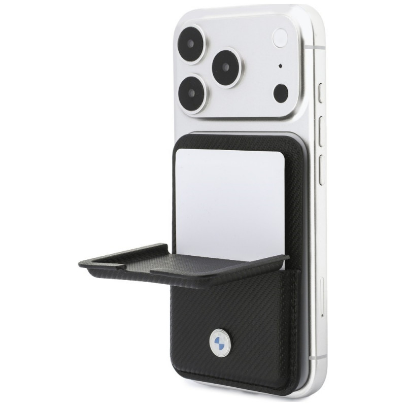 Cartera MagSafe BMW Carbon Metal Logos, negra