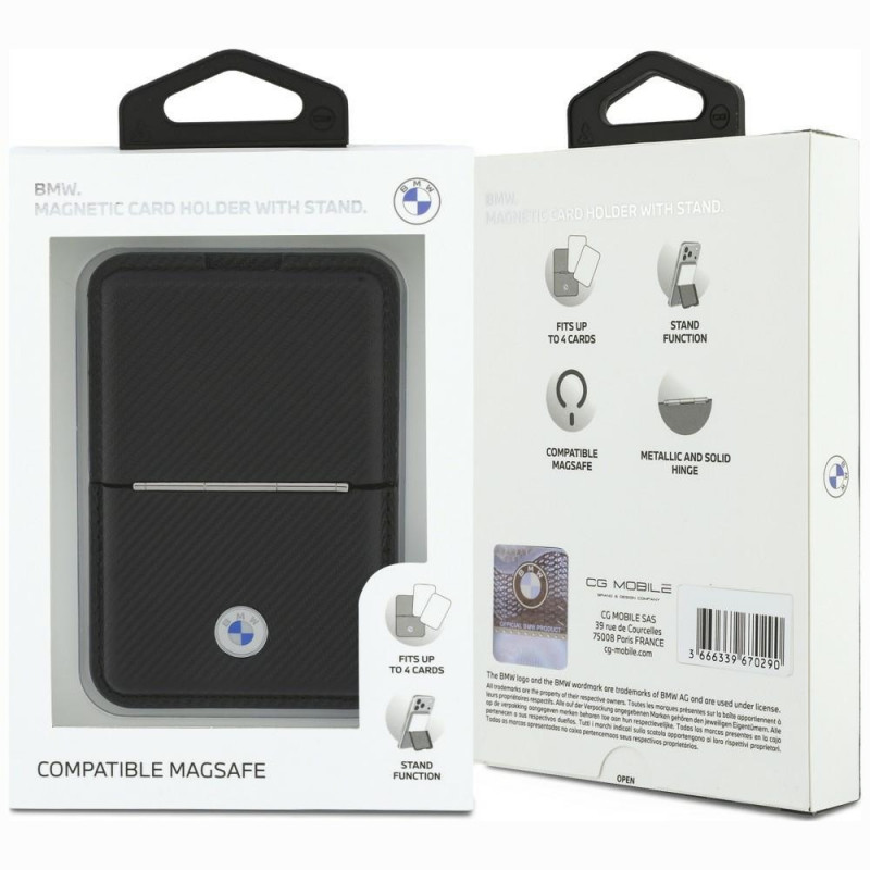 Cartera MagSafe BMW Carbon Metal Logos, negra