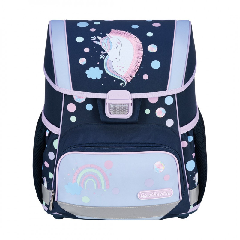 Conjunto de mochila escolar de primaria Herlitz Loop Plus Unicorn Dreams, azul oscuro/rosa