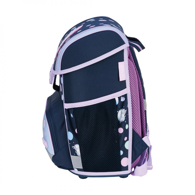 Conjunto de mochila escolar de primaria Herlitz Loop Plus Unicorn Dreams, azul oscuro/rosa