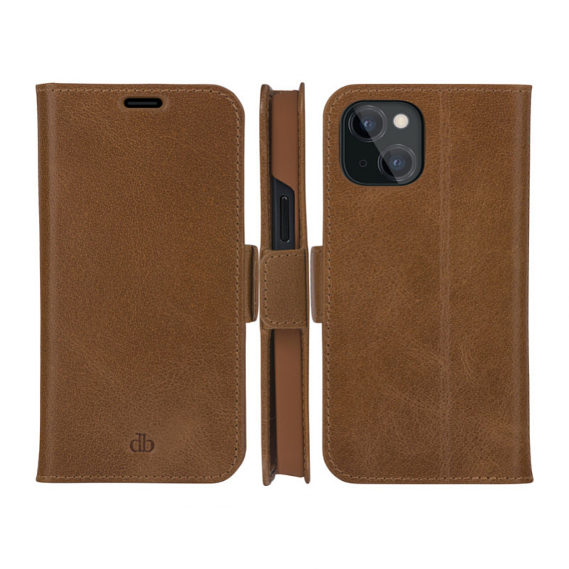 Funda de volteo dbramante1928 Copenhagen Slim, piel granulada, color tostado, para Apple iPhone 13 mini (CS54GT001324)