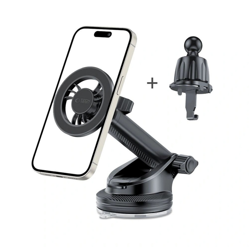 Soporte magnético MagSafe para coche Tech-Protect N56 para salpicadero y rejilla de ventilación, negro