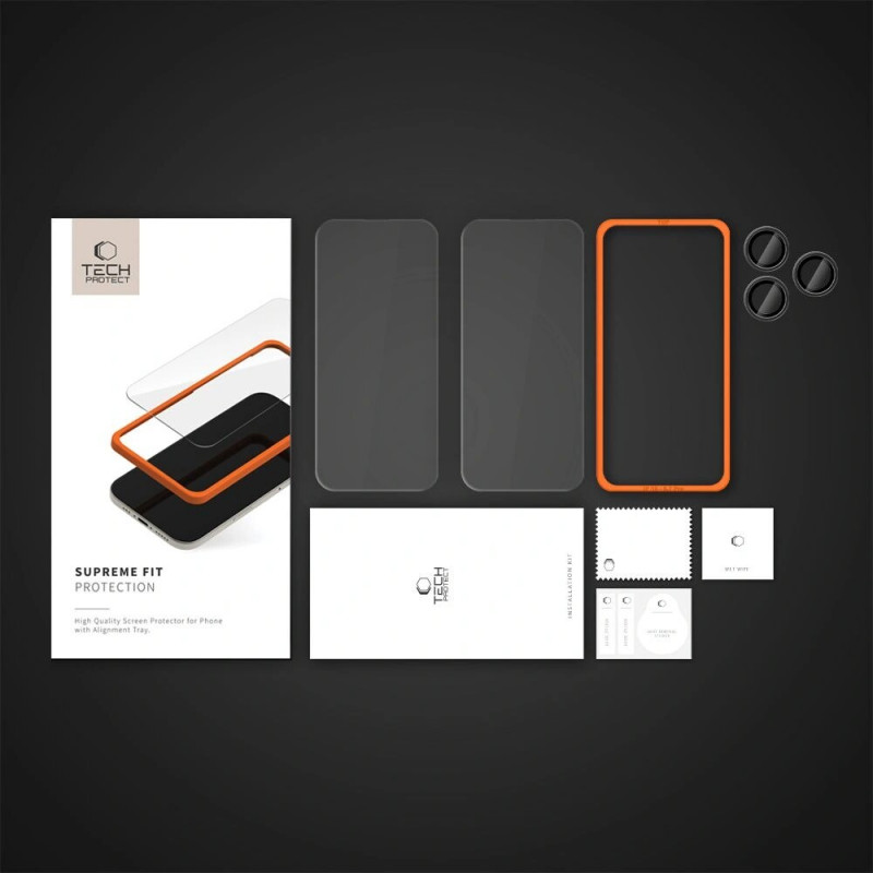 Tech-Protect Supreme Set Vidrio Templado para Apple iPhone 16 Pro Max, Transparente (3 uds)