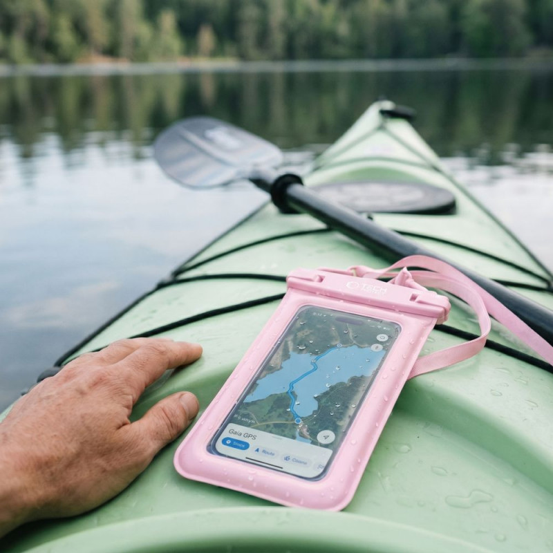 Funda flotante impermeable universal Tech-Protect UWC7 para smartphones de hasta 6,9 pulgadas, rosa