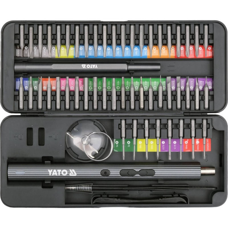 YATO YT-25770 Juego de destornilladores con puntas, 3.7 V, 56 piezas