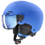Casco de esquí para niños UVEX Rocket jr. Visor, azul mate