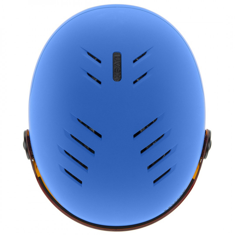 Casco de esquí para niños UVEX Rocket jr. Visor, azul mate