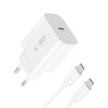 Cargador de pared Tech-Protect NC20W de 1 puerto USB-C PD20W con cable USB-C / USB-C, blanco