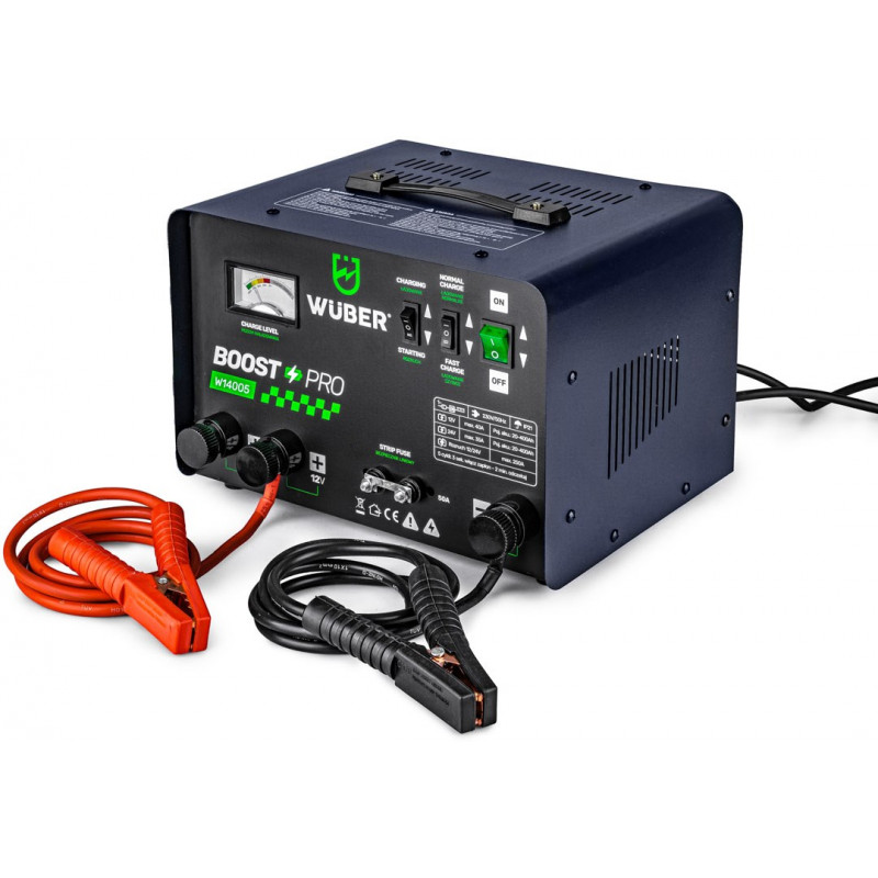Cargador de batería de coche Wuber W14005 con arranque asistido, 40 A, 12 V/24 V