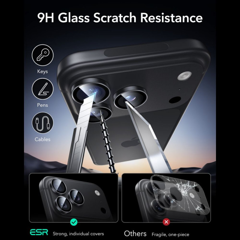 Protector de cámara ESR Armorite para Apple iPhone 18 Pro / 18 Pro Max, negro