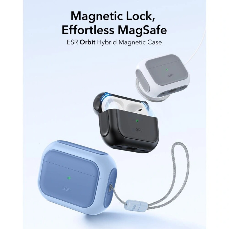 Funda MagSafe ESR Orbit HaloLock para Apple AirPods Pro 3, azul empolvado