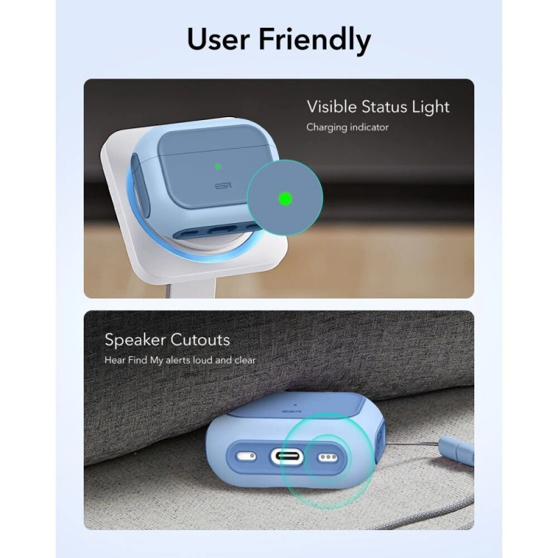 Funda MagSafe ESR Orbit HaloLock para Apple AirPods Pro 3, azul empolvado