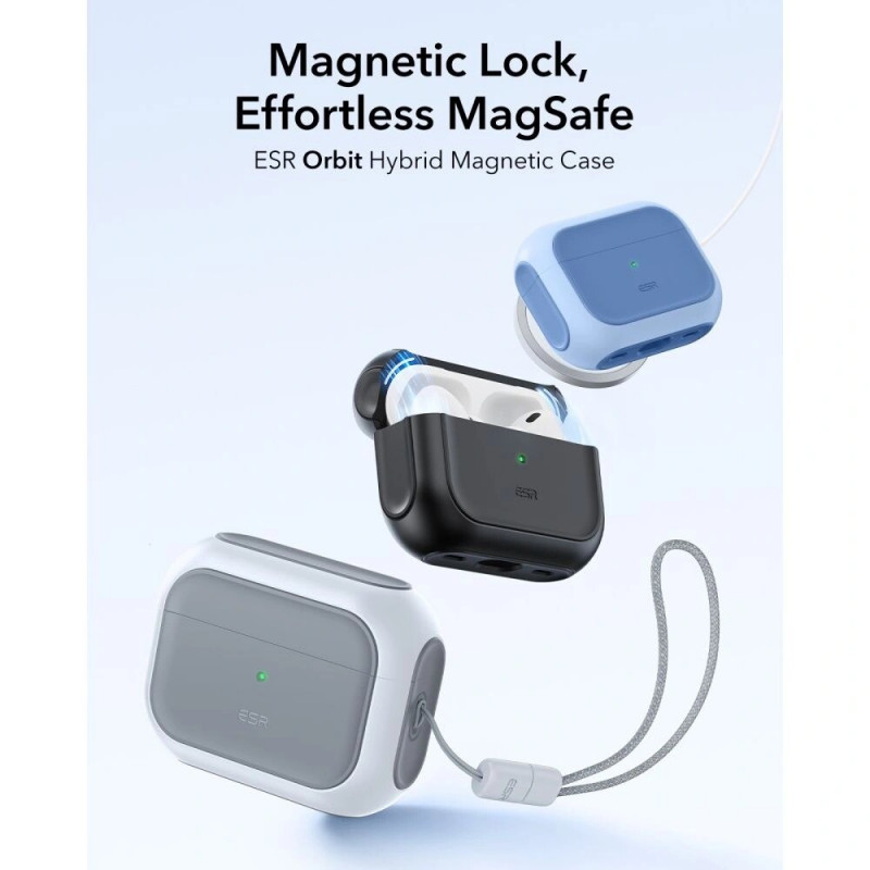 Funda ESR Orbit HaloLock MagSafe para Apple AirPods Pro 3, blanca