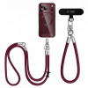 Conjunto de cordón para teléfono Tech-Protect C10S Rope para bandolera y muñeca, granate/titanio